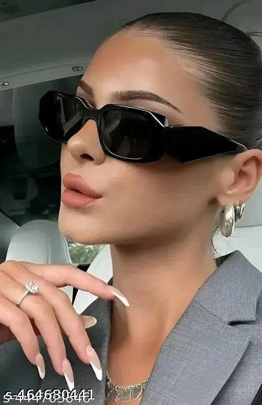 Sky Wing Eyesace® Latest Fashionable Modern UV Protected Sunglasses (Free Size) For (Men & Women) Full Black